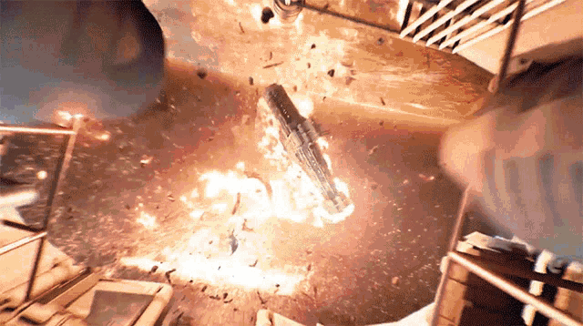 a large object is exploding in the air