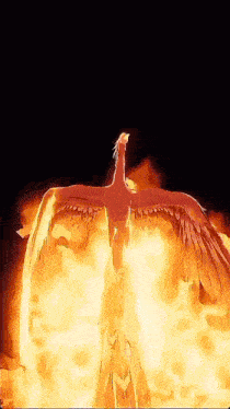 a phoenix is flying through the air with its wings outstretched