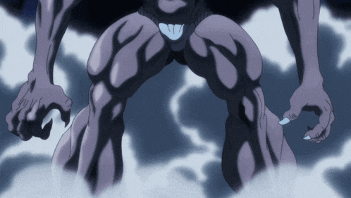 a cartoon drawing of a monster 's legs and arms with sharp claws