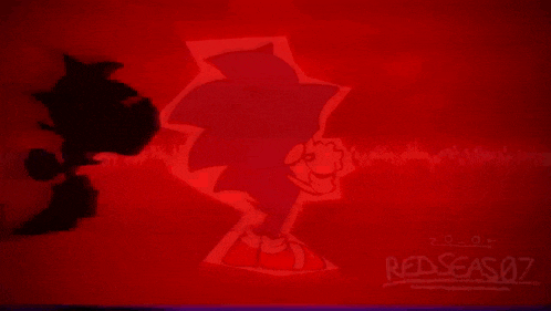 a shadow of sonic the hedgehog is against a red background .