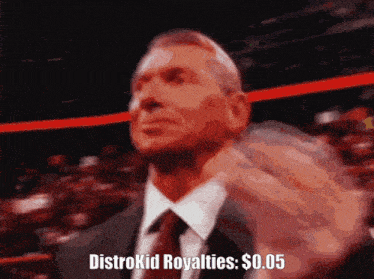 a man in a suit and tie is giving a thumbs up with the words distrokid royalties written below him