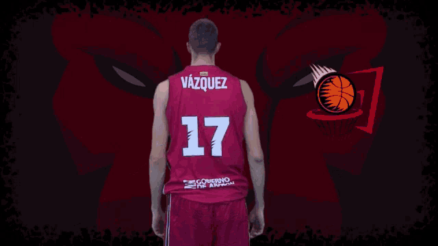 a basketball player named fran vazquez is wearing a number 17 jersey