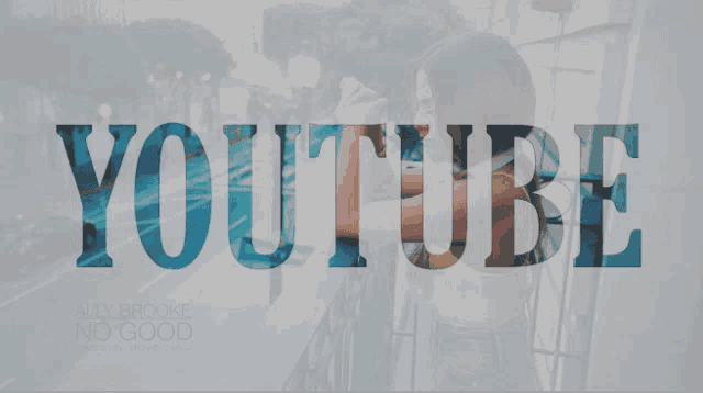 the word youtube is on a white background with a woman in the background