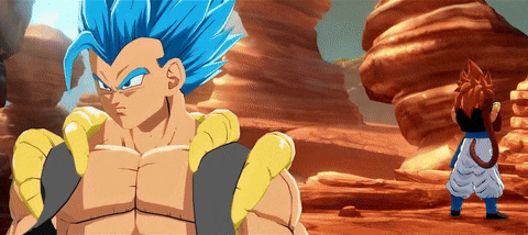a cartoon character with blue hair is standing next to another character with red hair