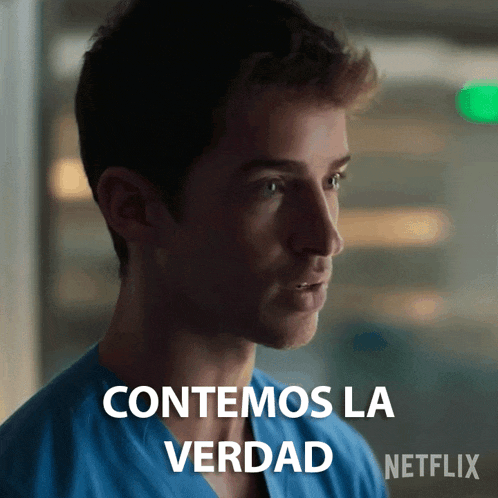 a close up of a man 's face with the words " contemos la verdad " on the bottom