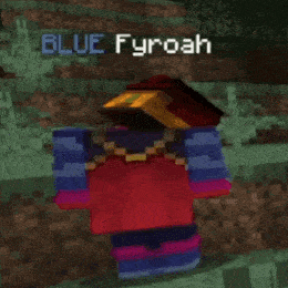 a screenshot of a person in a video game called minecraft with the name blue fyroah .