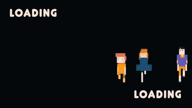 a loading screen for a video game with a few pixelated characters
