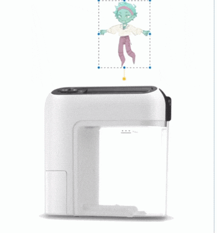 a white device with a picture of a girl on top