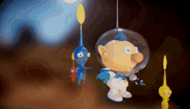 two cartoon characters are standing next to each other with one wearing a helmet