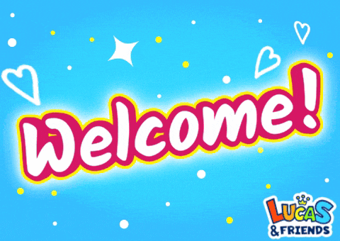 a blue background with the words welcome lucas & friends on it