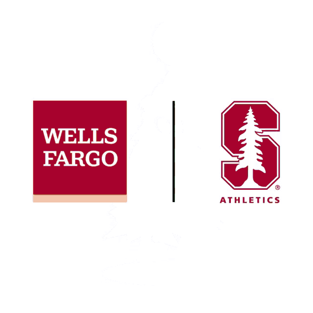 a wells fargo logo with a cartoon christmas tree holding a basketball on its head