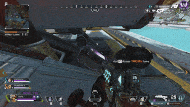 a screenshot of a video game showing a player holding a rifle