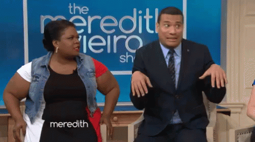 Michael Yo Becomes A T-rex On The Meredith Vieira Show And Yamaneika Saunders GIF - The Meredith Vieira Show Michael Yo T Rex GIFs