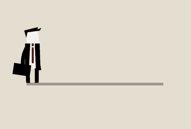a cartoon drawing of a man carrying a briefcase