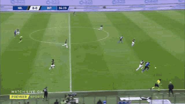 a soccer game is being played on a television screen that says watch live on premier sports