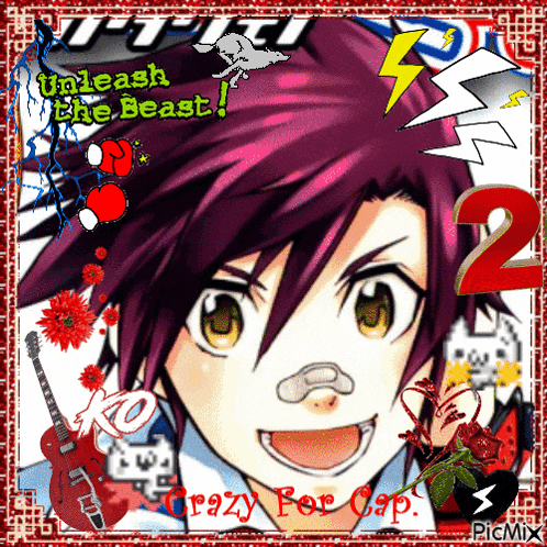 a picture of a boy with the words unleash the beast
