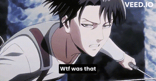a man is holding a sword and says wtf was that in the corner