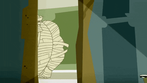 a cartoon of a mummy wrapped in bandages