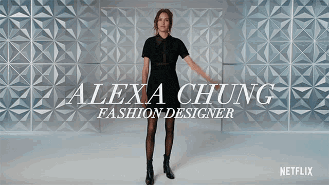 an advertisement for alexa chung a fashion designer