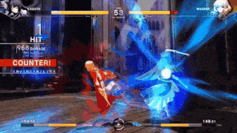 a screenshot of a video game with kaguya and wagner fighting