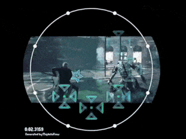 a video game is being played on a computer screen with a circle around it .