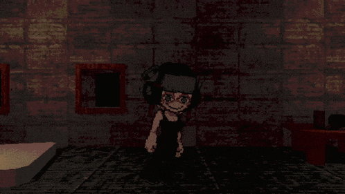 a pixelated image of a person in a dark room
