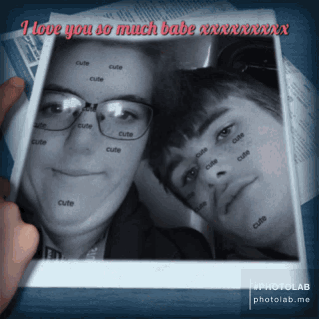 a black and white photo of a man and woman with the words cute written on their faces