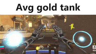 a video game with the words avg gold tank on the top