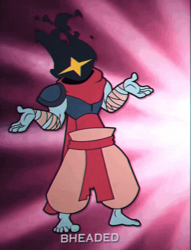 a cartoon character has the word bheaded on the bottom right