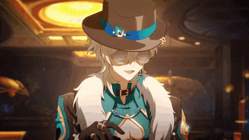 a cartoon character wearing a hat with a blue ribbon and a letter d on it