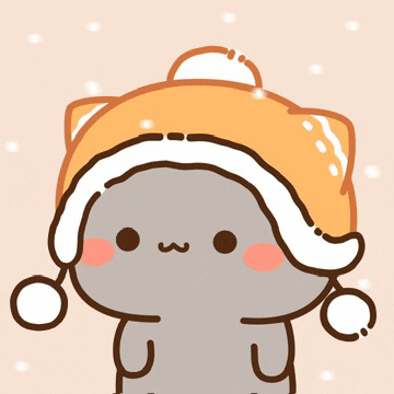 a cartoon drawing of a cat wearing a christmas hat