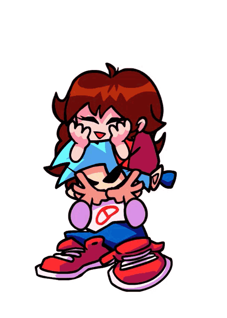 a cartoon drawing of a boy and a girl with the letter d on their shirts