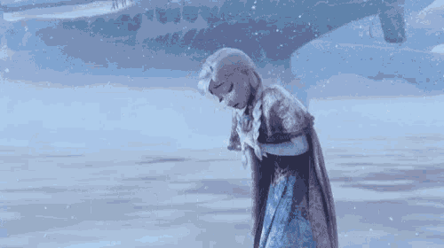 a cartoon of a girl standing in the snow with the words dingin banget written below her