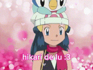 a girl is wearing a hat with a penguin on it and the words hikari de lu 3 on the bottom