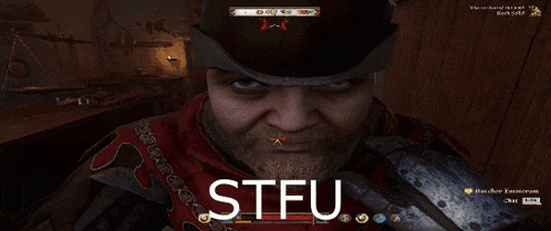 a screenshot of a video game with the word stfu on the bottom