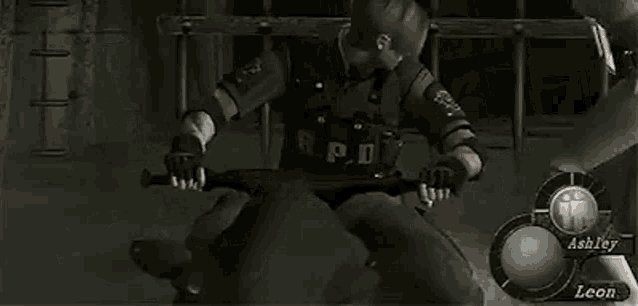 a woman is standing next to a man in a video game holding a gun .