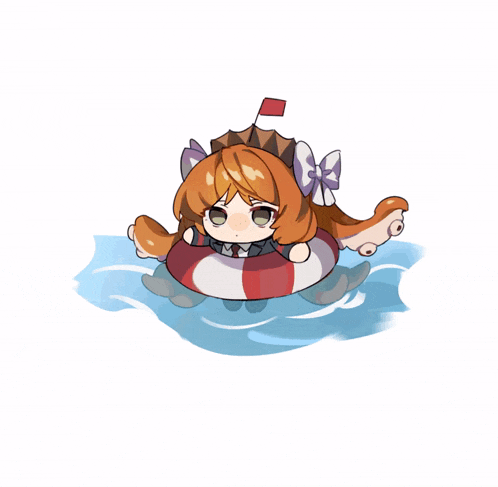 a cartoon of a girl in a life preserver
