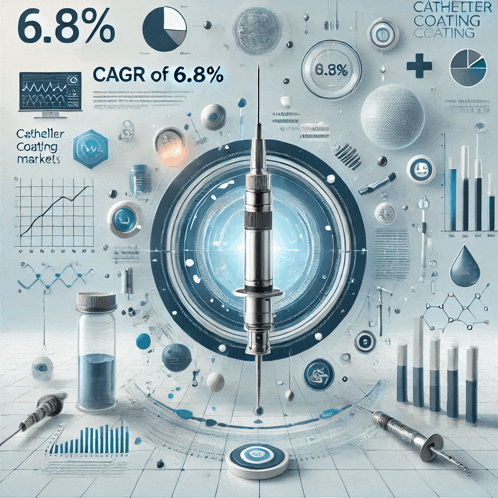 a catheter coating market is shown with a syringe in the center