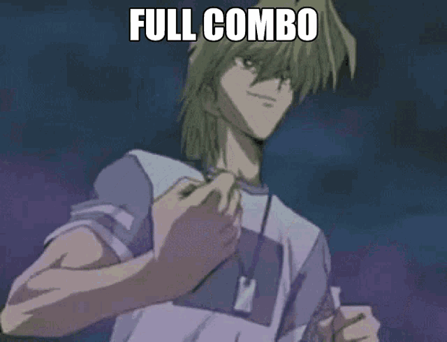 a picture of a man with a full combo written on his face