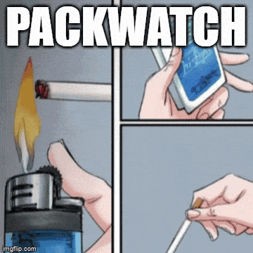 a comic strip shows a person lighting a cigarette with a pack of packwatch cigarettes in the background