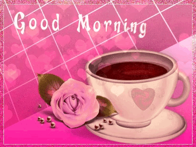 a good morning card with a cup of coffee