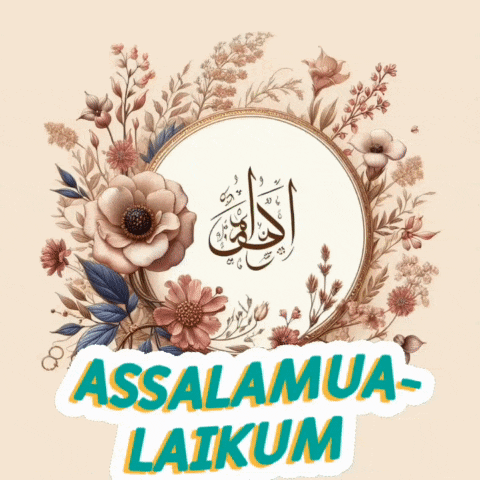 a sticker with flowers and the words assalamua-laikam on it
