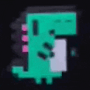 a pixel art of a dinosaur on a black background