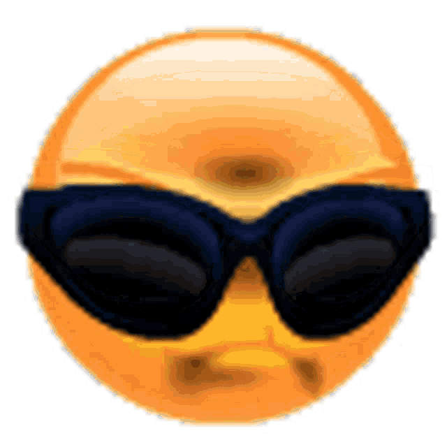 the smiley face is wearing sunglasses and making a funny face .