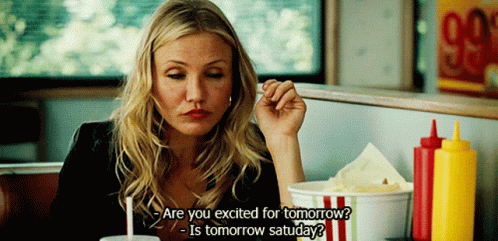 Are You Excited For Tomorrow Tomorrow Is Saturday GIF - Are You Excited For Tomorrow Tomorrow Is Saturday Eating GIFs