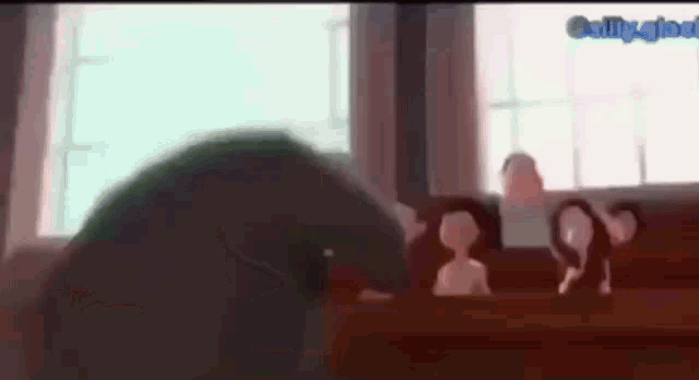a cartoon of a group of people sitting in a room with the words silly glean written on the bottom