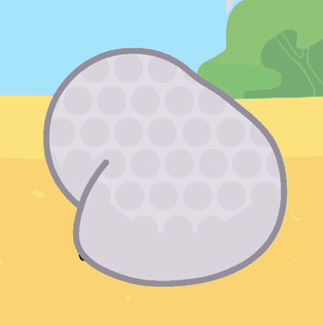 a cartoon drawing of a golf ball with black feet