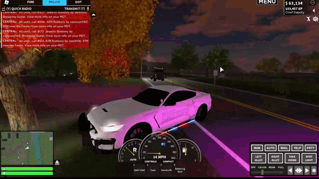a screenshot of a video game shows a car driving down a highway