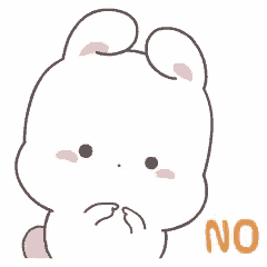 a cartoon rabbit is making a funny face and saying `` no '' .