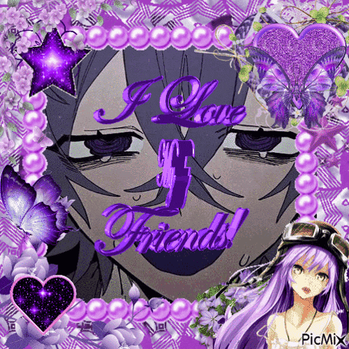 a picture of a girl with the words i love my friends on it
